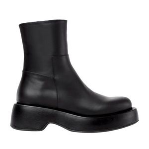 Paloma Barceló Black Leather Platform Ankle Boots